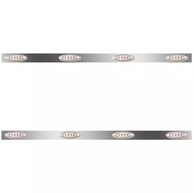70 Inch Stainless Steel Sleeper Panels W/ 8 P1 Amber/Clear LEDs For Freightliner Century, Columbia